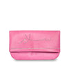 front view pink leather abury clutch bag with salam embroidery 