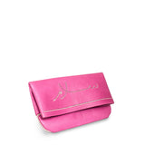 side view pink leather abury clutch bag with salam embroidery 