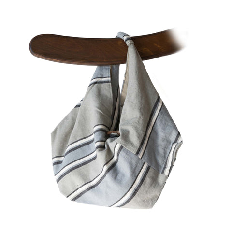 Embroidered Leather Berber Bag in Silver