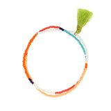 sidai designs orange and white beaded wrap bracelet with tassel