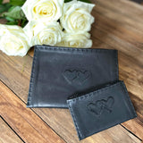 Embroidered Leather Pouch *Love Edition* in Black
