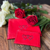 Embroidered Leather Coin Wallet *Love Edition* in Red