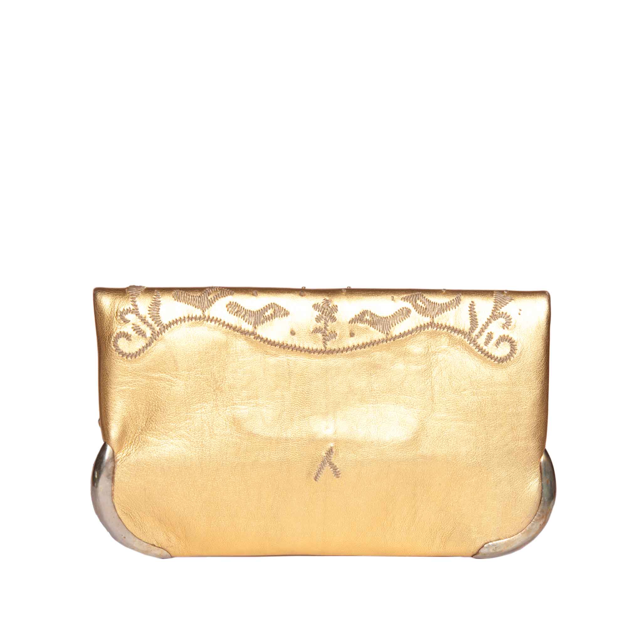 back view golden abury handmade lovebirds clutch bag