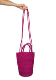 Raffia Summer Basket Bag in Orchid