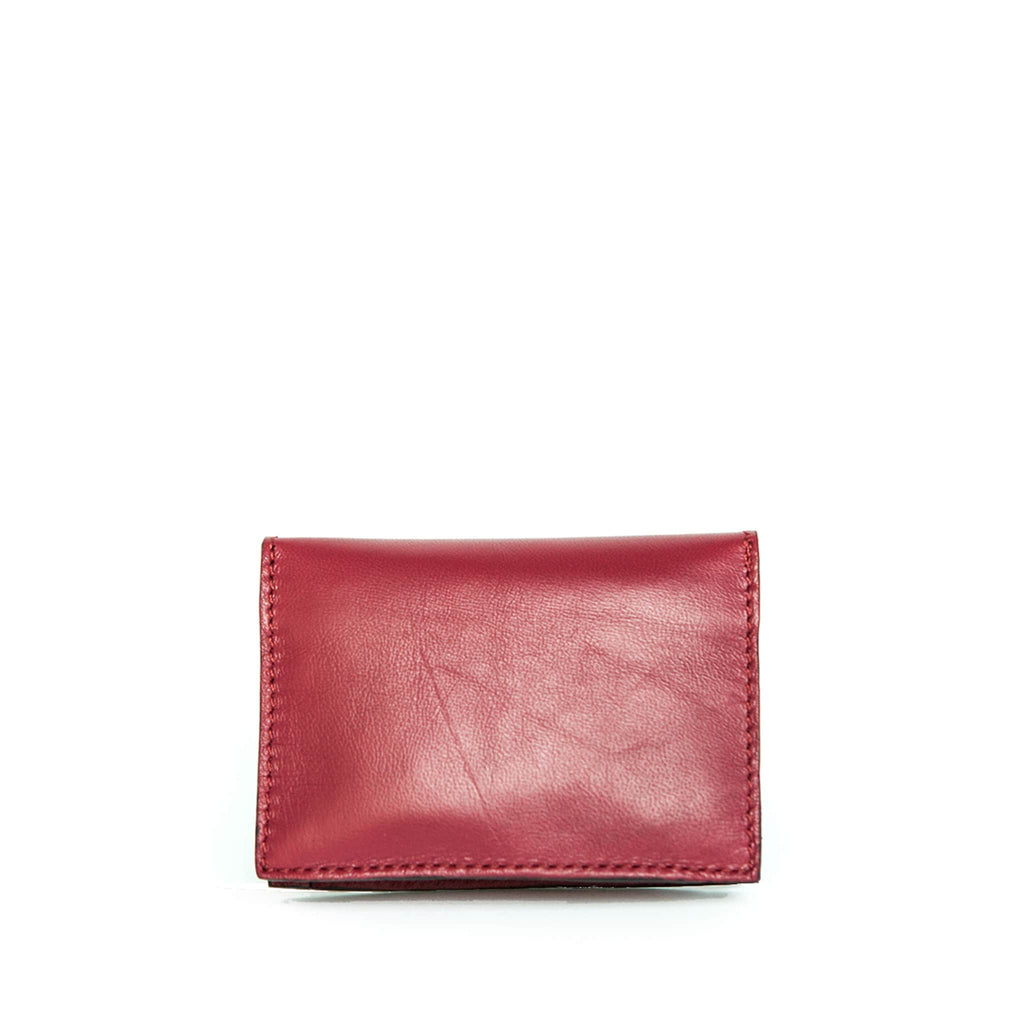 Side View Red Leather Card Holder Wallet - Card Holders - ABURY Collection
