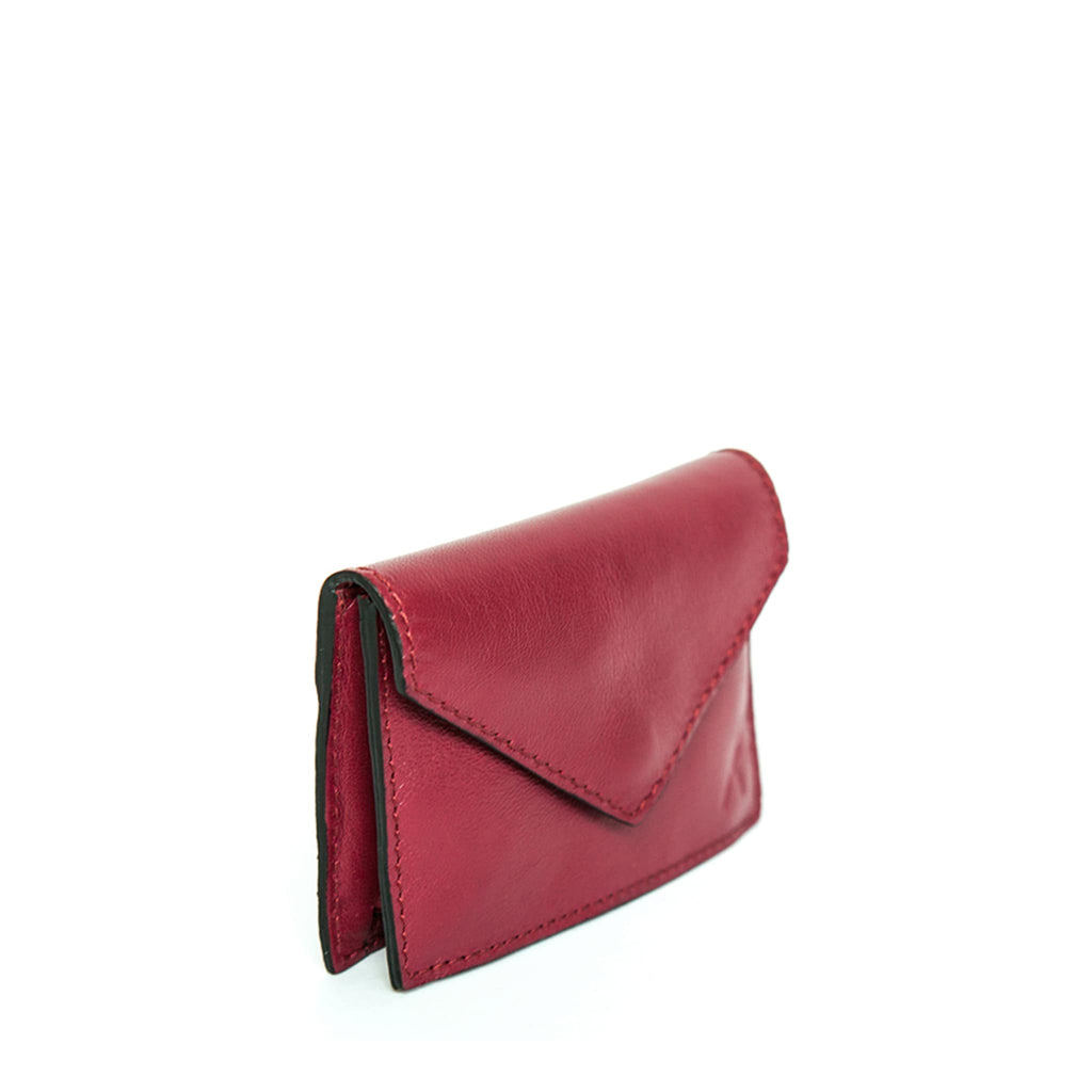 Side View Red Leather Card Holder Wallet - Card Holders - ABURY Collection