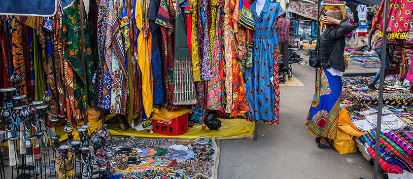 traditional textiles on a market in kenya
