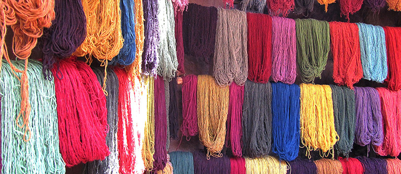 colourful alpaca wool in peru